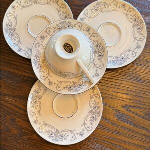 Johann Haviland Elegant Floral Bone China Teacup and Saucers